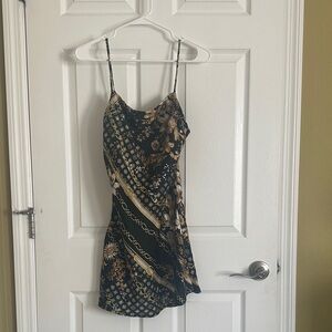 Floral Black and Gold Women's slip Dress